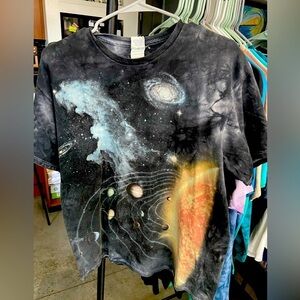 Vintage Mens black tie dye t shirt Galaxy/space sz:L